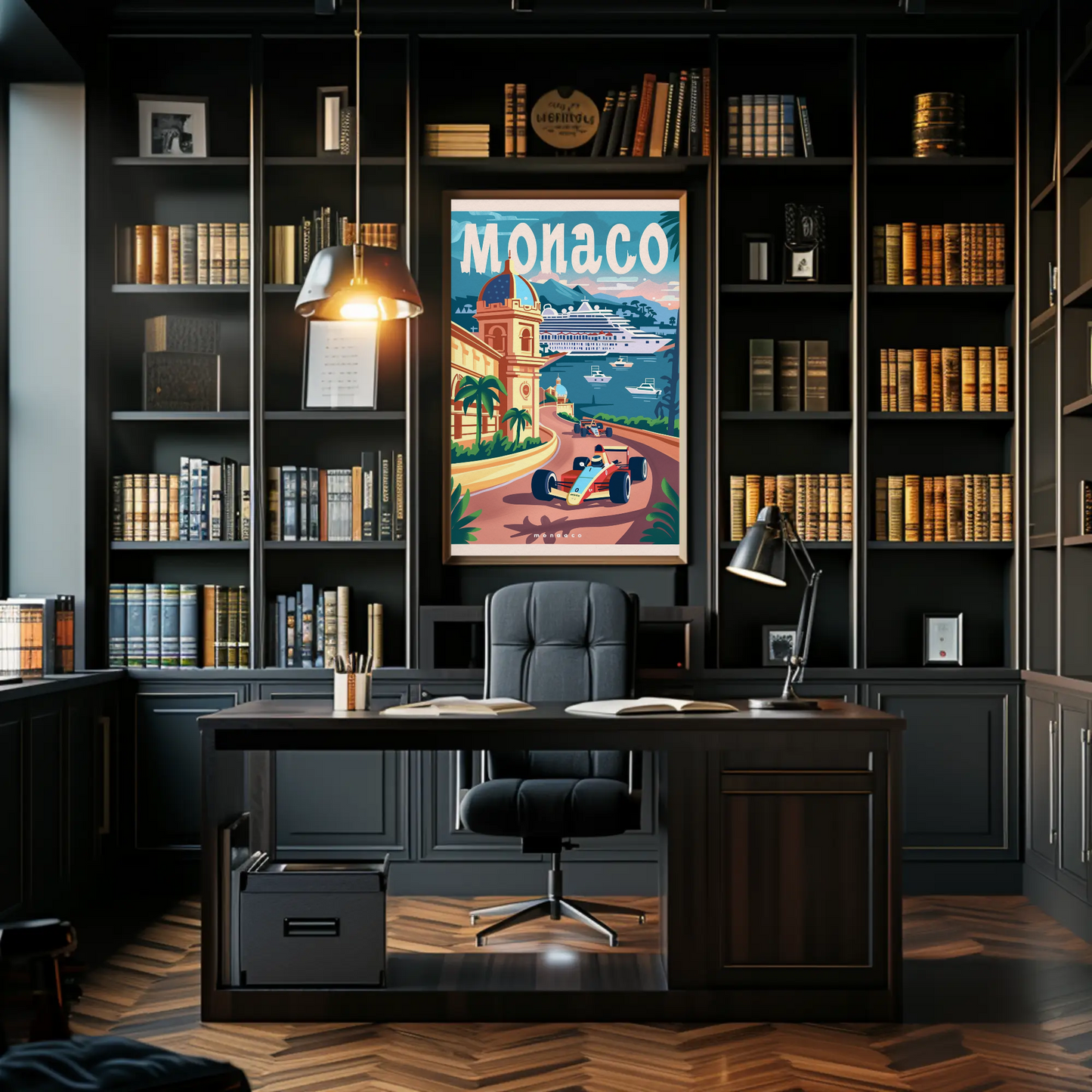 Monaco Grand Prix Coastline Drive Travel Poster