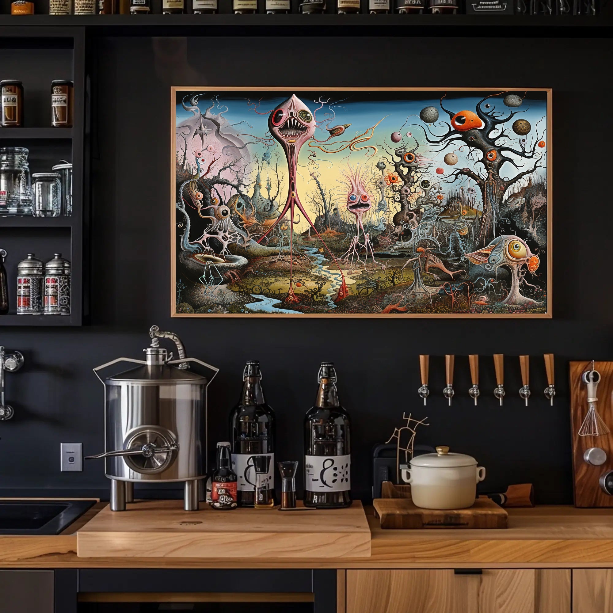 Surreal Fantasy Creatures in Dreamlike Landscape Poster