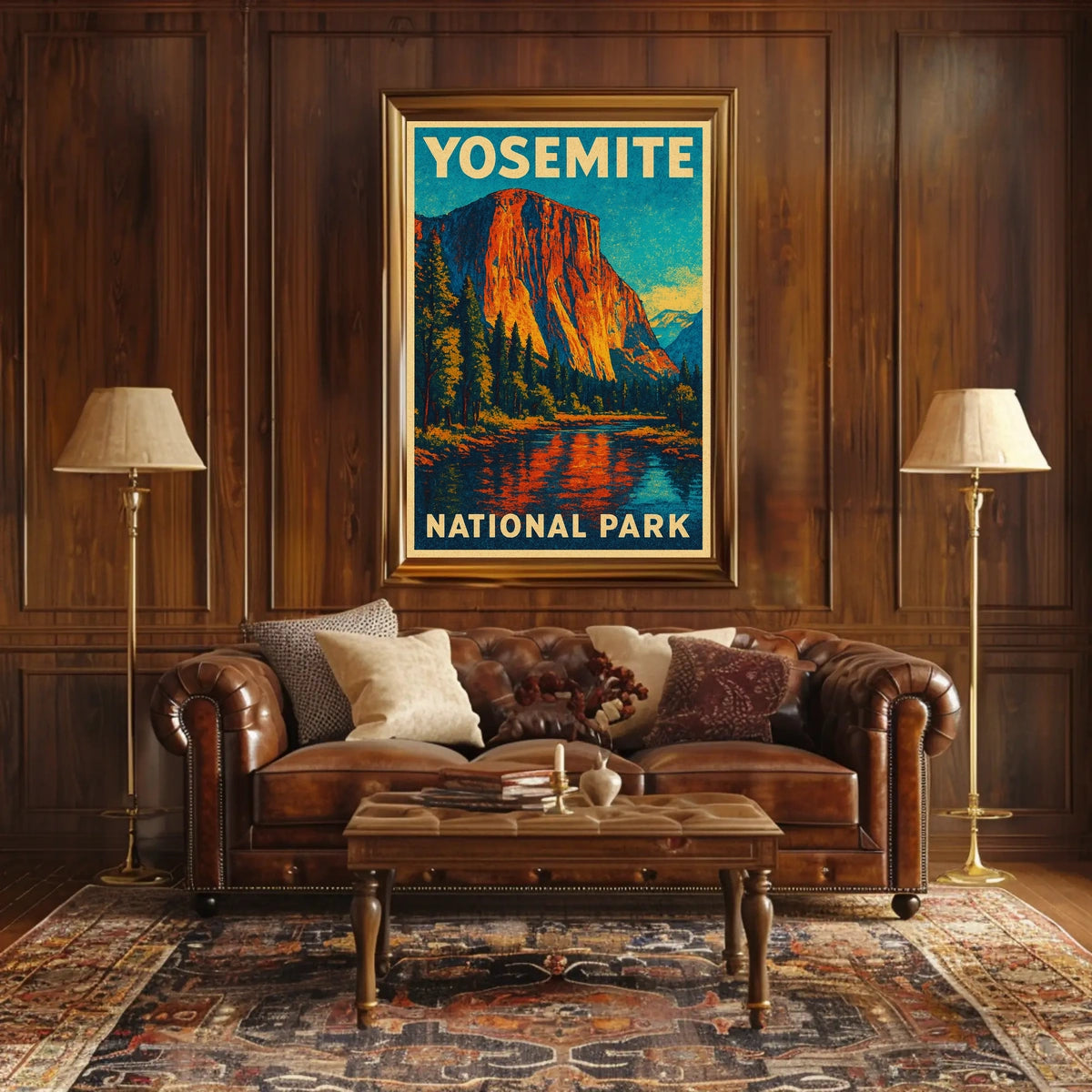 Yosemite Vintage Adventure El Capitan Landscape Retro Travel Art Deco Scenic Nature Lovers Poster