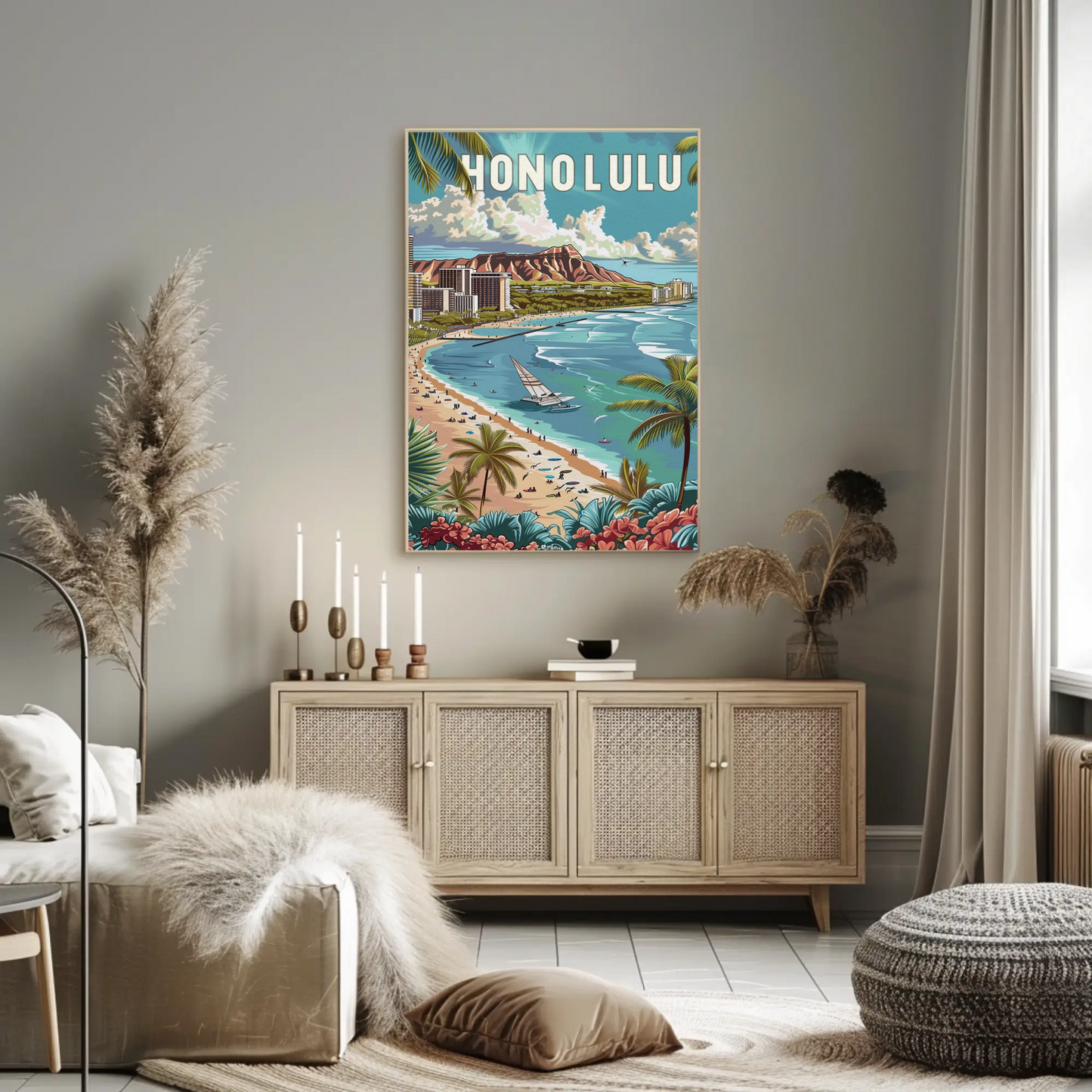 Honolulu Vintage Poster Diamond Head View