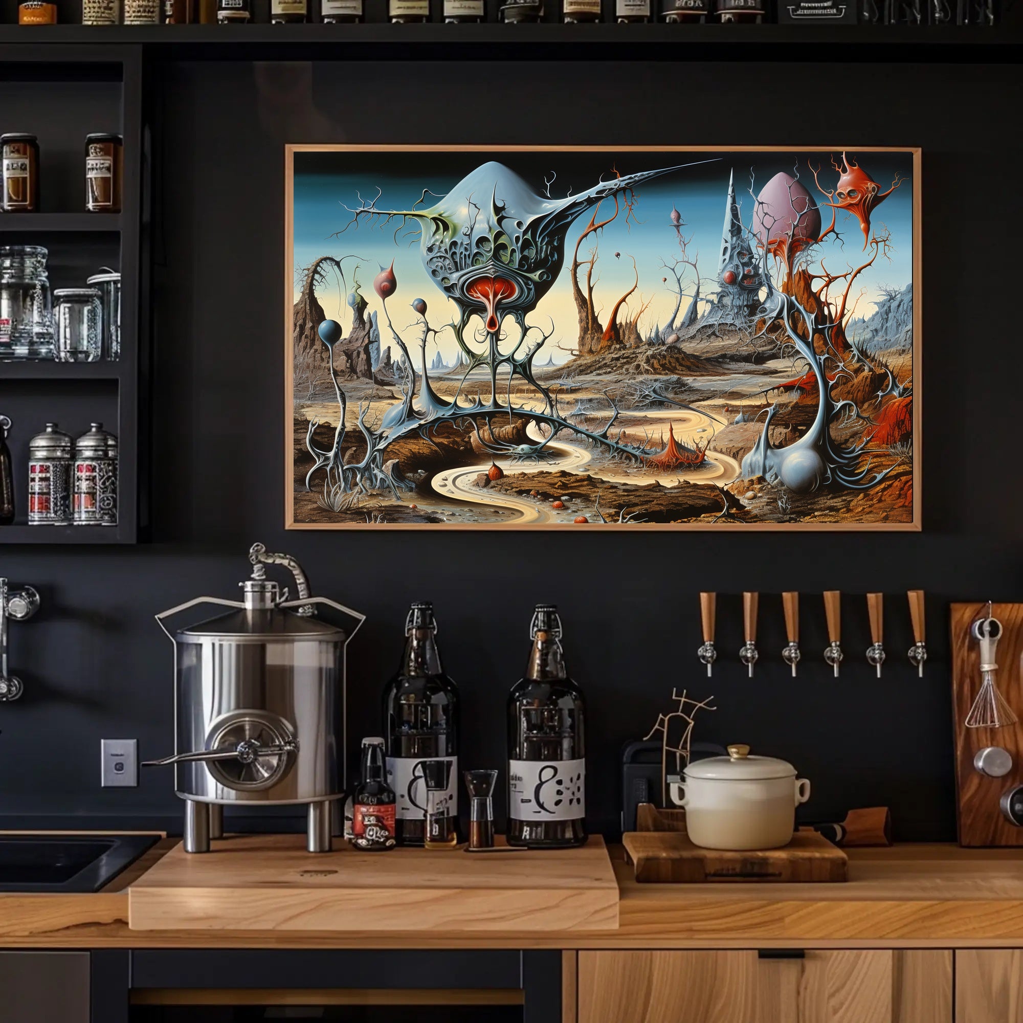 Surreal Alien Landscape with Futuristic Sci-Fi Poster