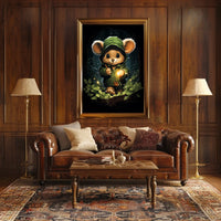 Forest Explorer Moonlit Woods Surrealism Painting Poster