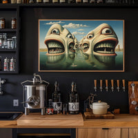 Surreal Faces in Water Abstract Artistic Poster