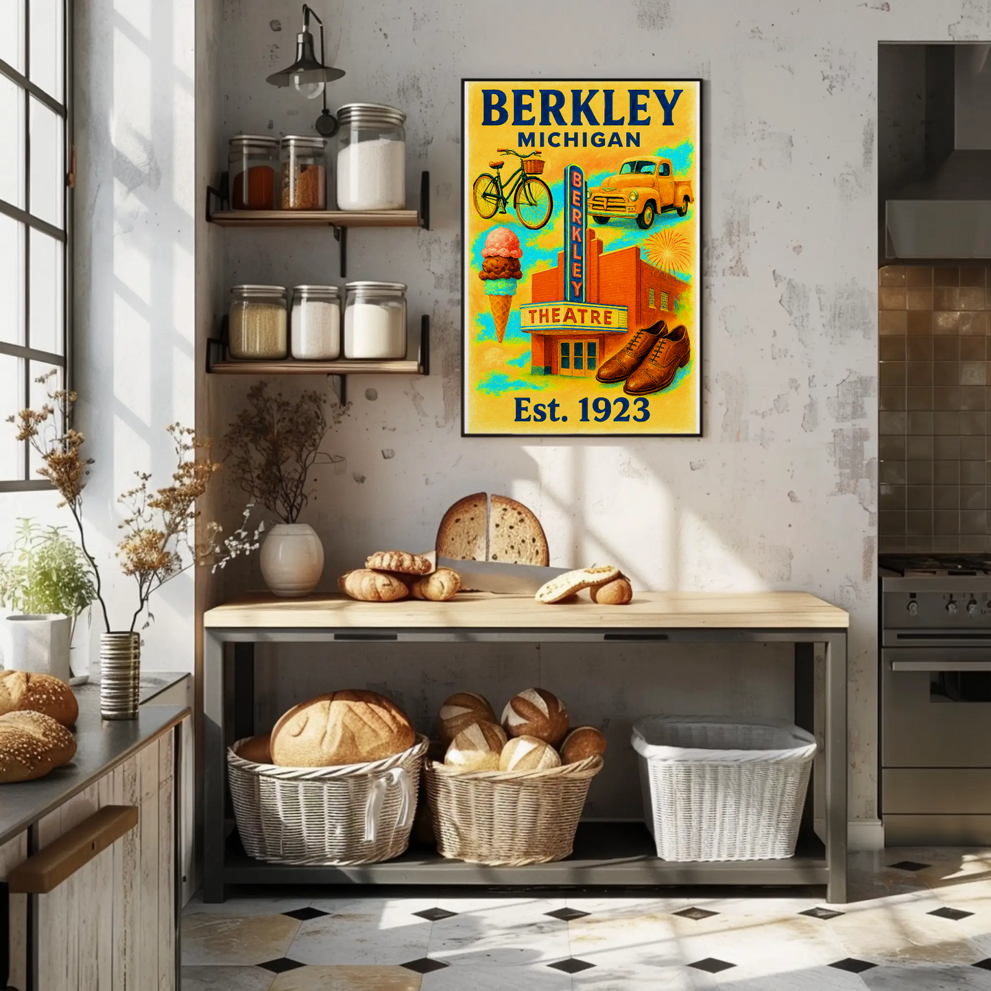 Berkley Michigan Wall Art Vintage Travel Poster