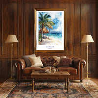 Serene Cancun Beach Watercolor Scene Travel Poster PosterGoat