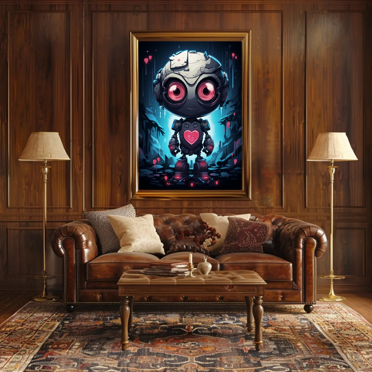 Robot Heart Poster: Futuristic Whimsy Meets Dystopia