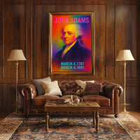 John Adams 2nd President of the United States Neon Gradient Overlay Poster
