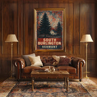 Cozy Vintage Vermont Rustic Folk Art Poster