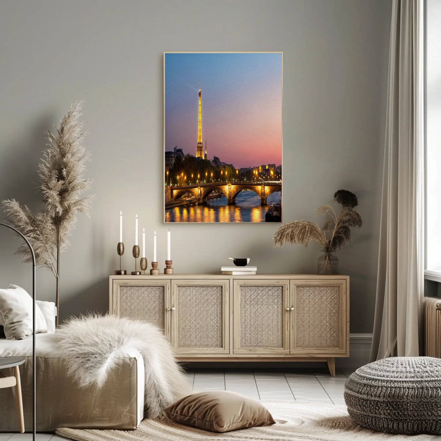Eiffel Tower at Sunset – Bridge and Lights