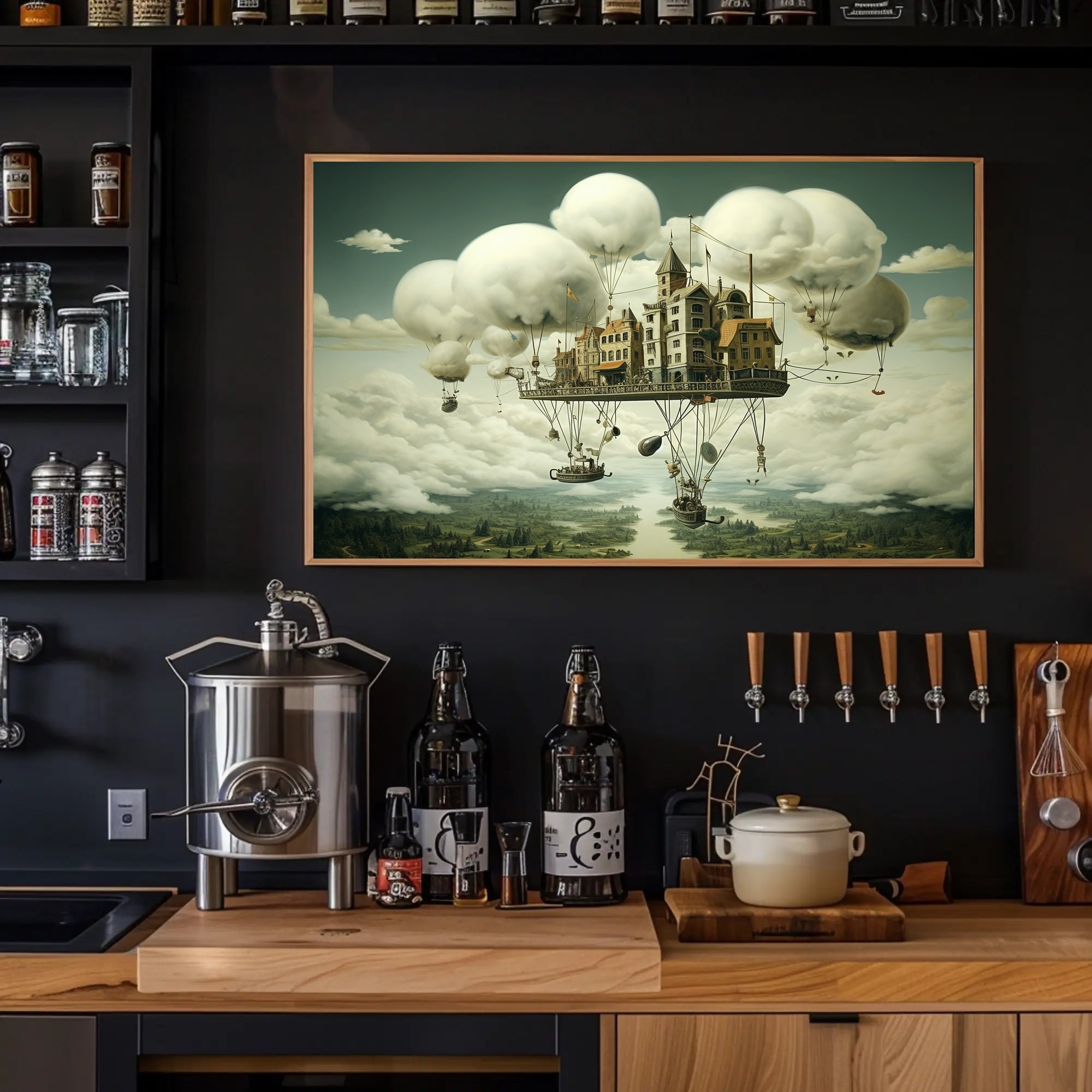 Floating Castle in Mid-Air Fantasy or Mythology Poster