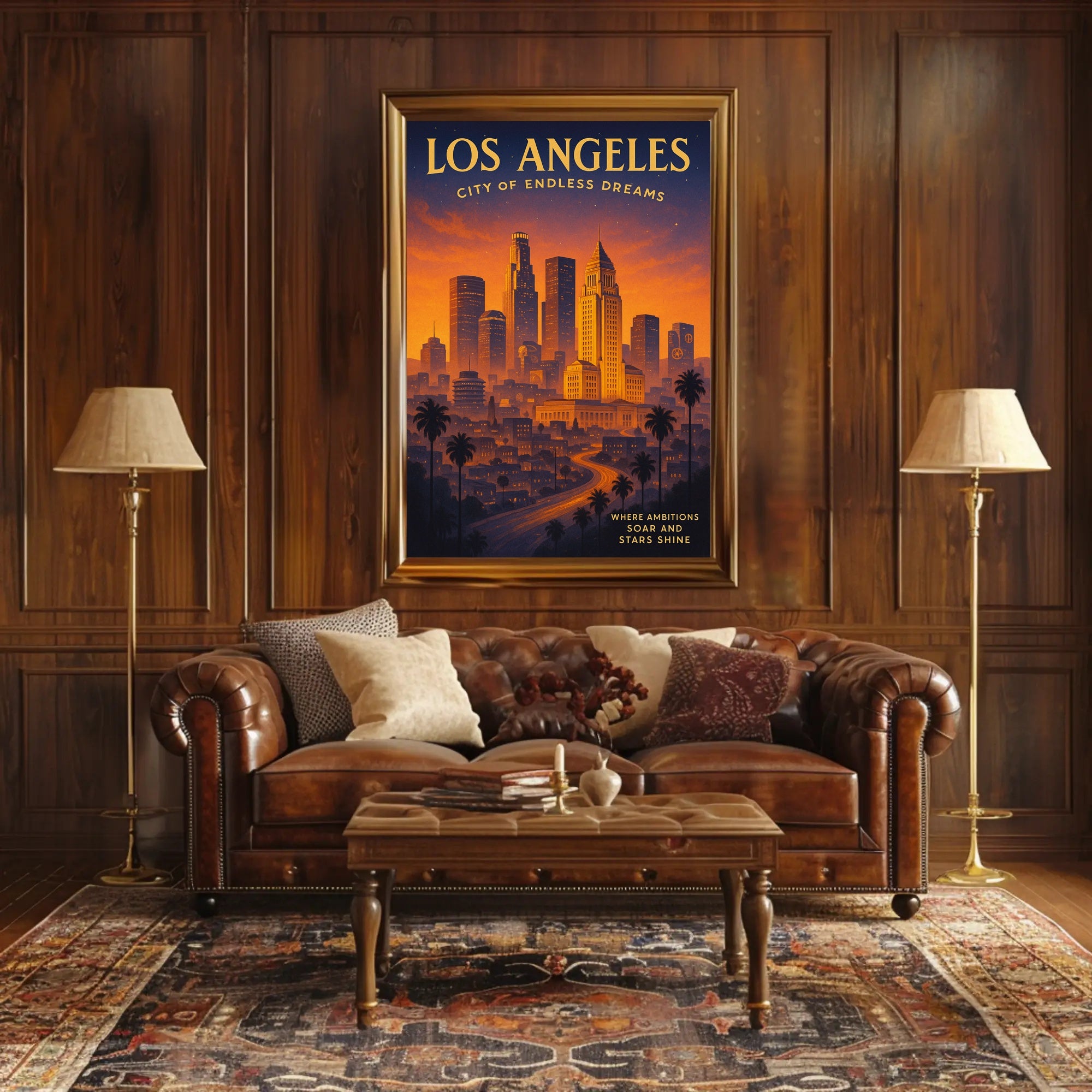 Los Angeles Skyline Vintage Urban or Cityscape Poster