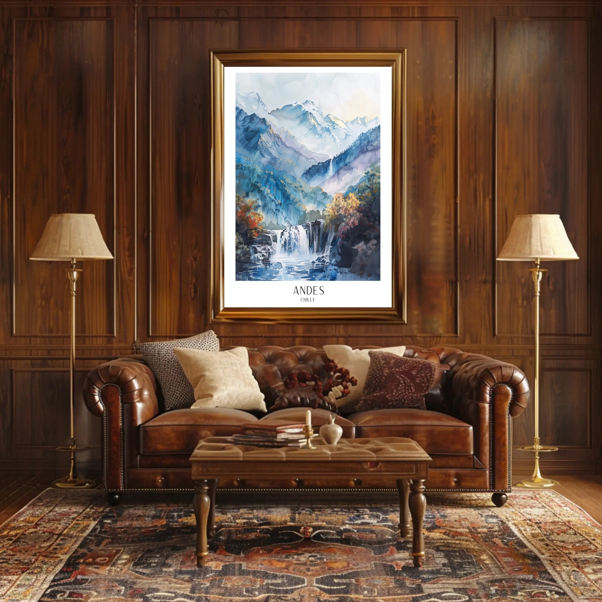 Andes Mountains Watercolor Landscape Art - Travel Poster PosterGoat