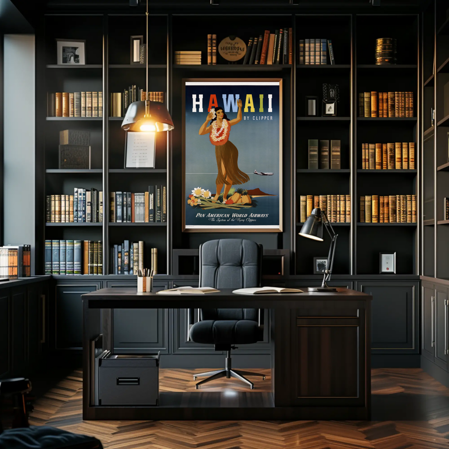 Hawaii By Clipper Dancing Girl Pineapple Poster
