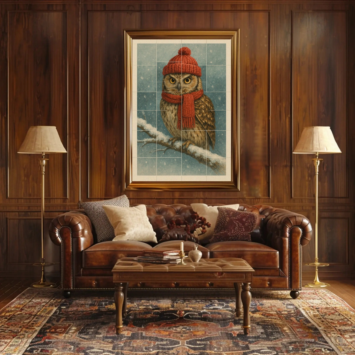 Winter Owl In Red Poster