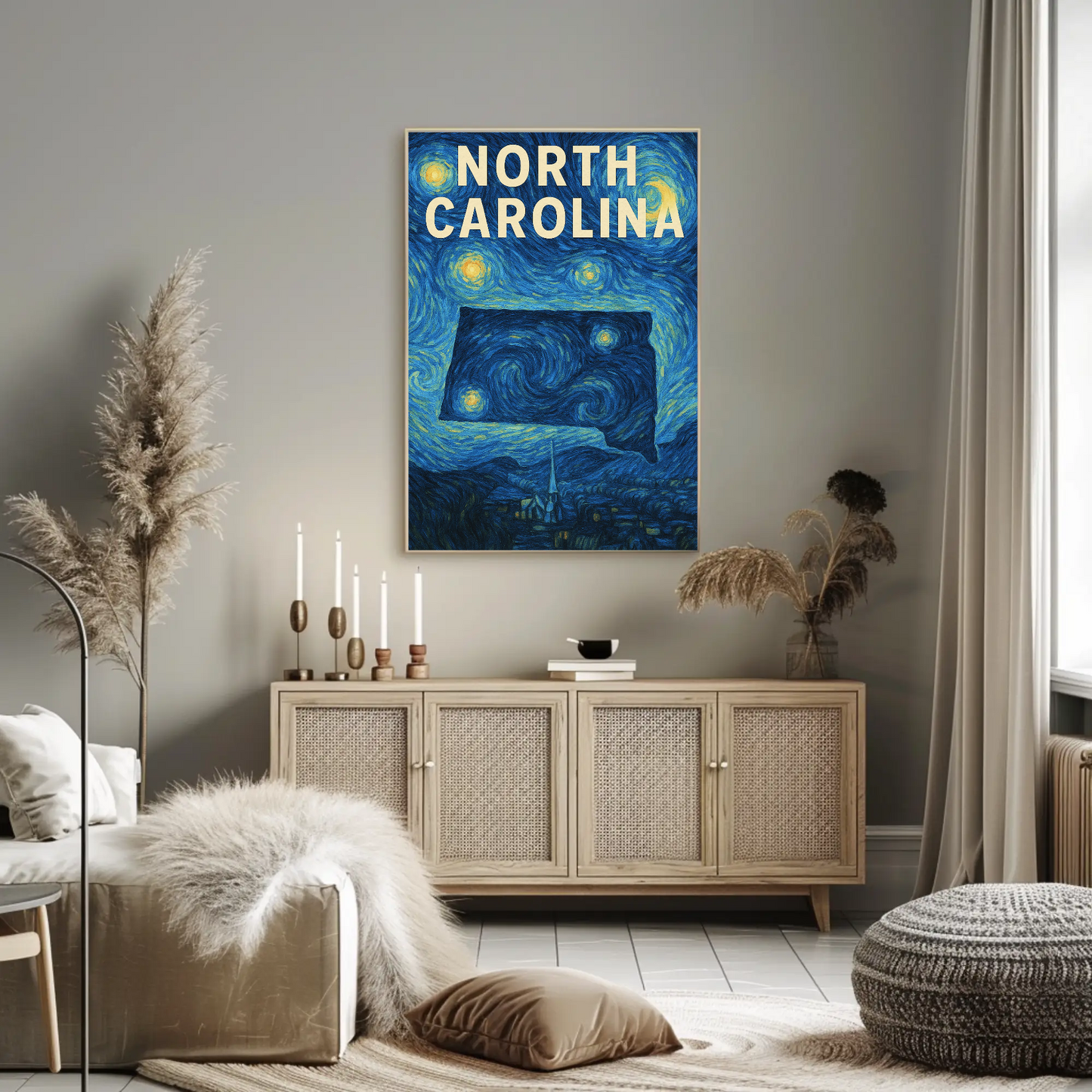 North Carolina Starry Night Poster