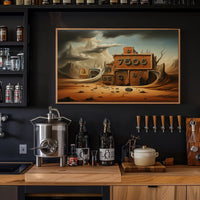 Surreal Desert Clockscape Art Print Futuristic Sci-Fi Poster