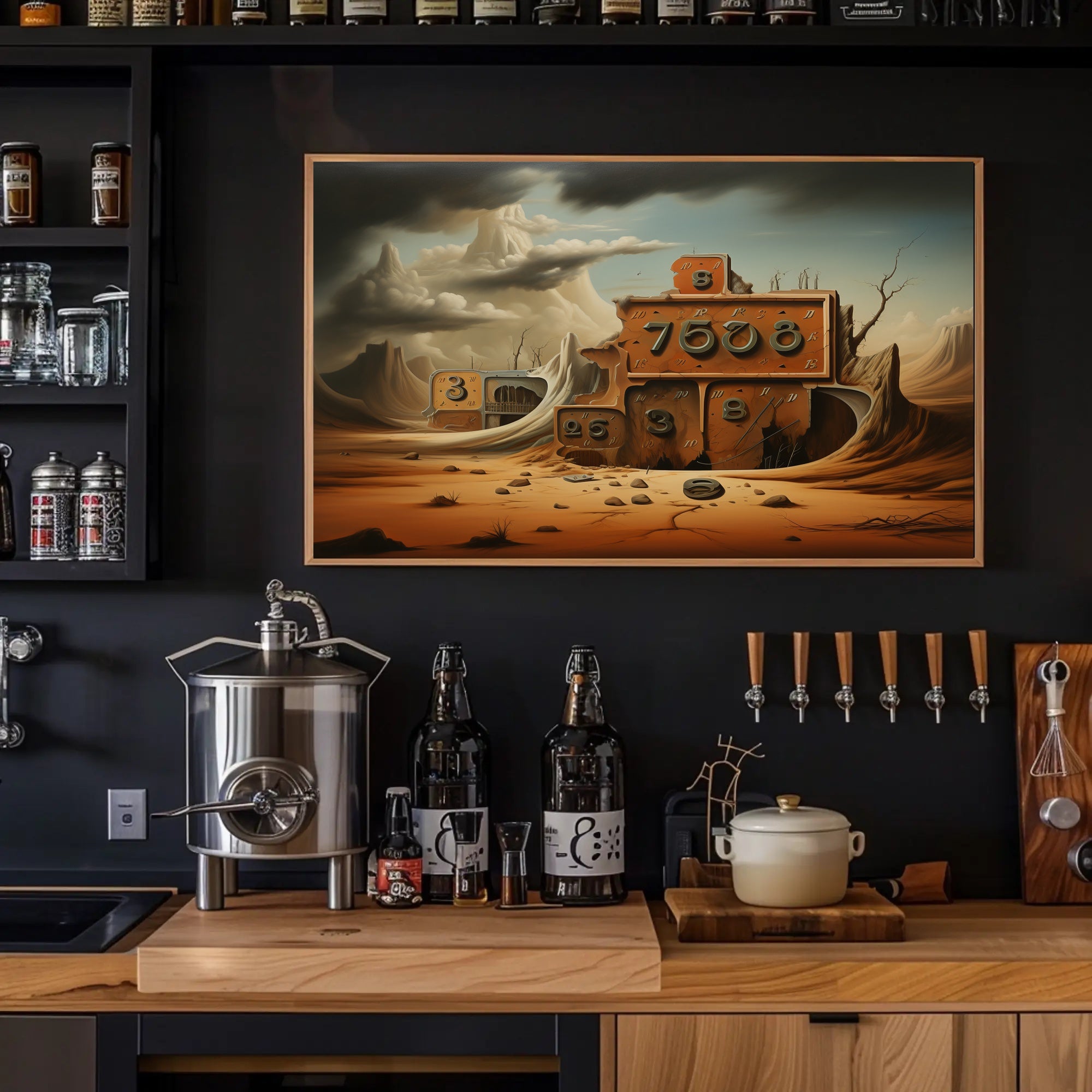 Surreal Desert Clockscape Art Print Futuristic Sci-Fi Poster