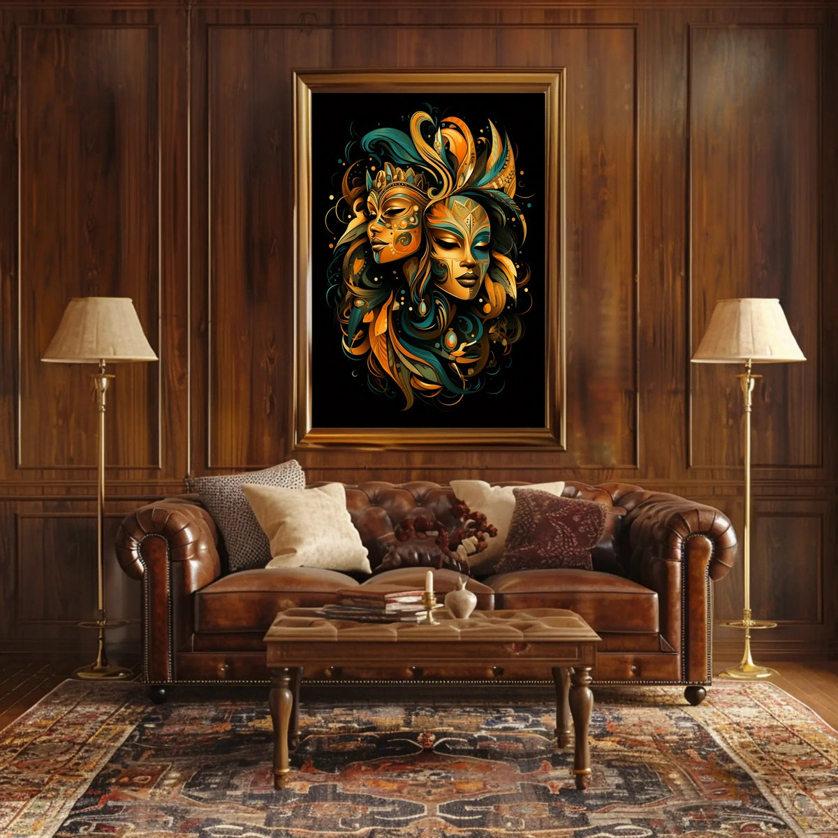 Duality Masks Surrealism Art Nouveau Collector Poster