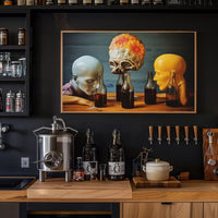 Surreal Mannequin Heads at Table - Abstract Artistic Poster