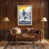 Vintage Chamonix Travel Poster - Elegant Alpine Winter Sports Adventure PosterGoat