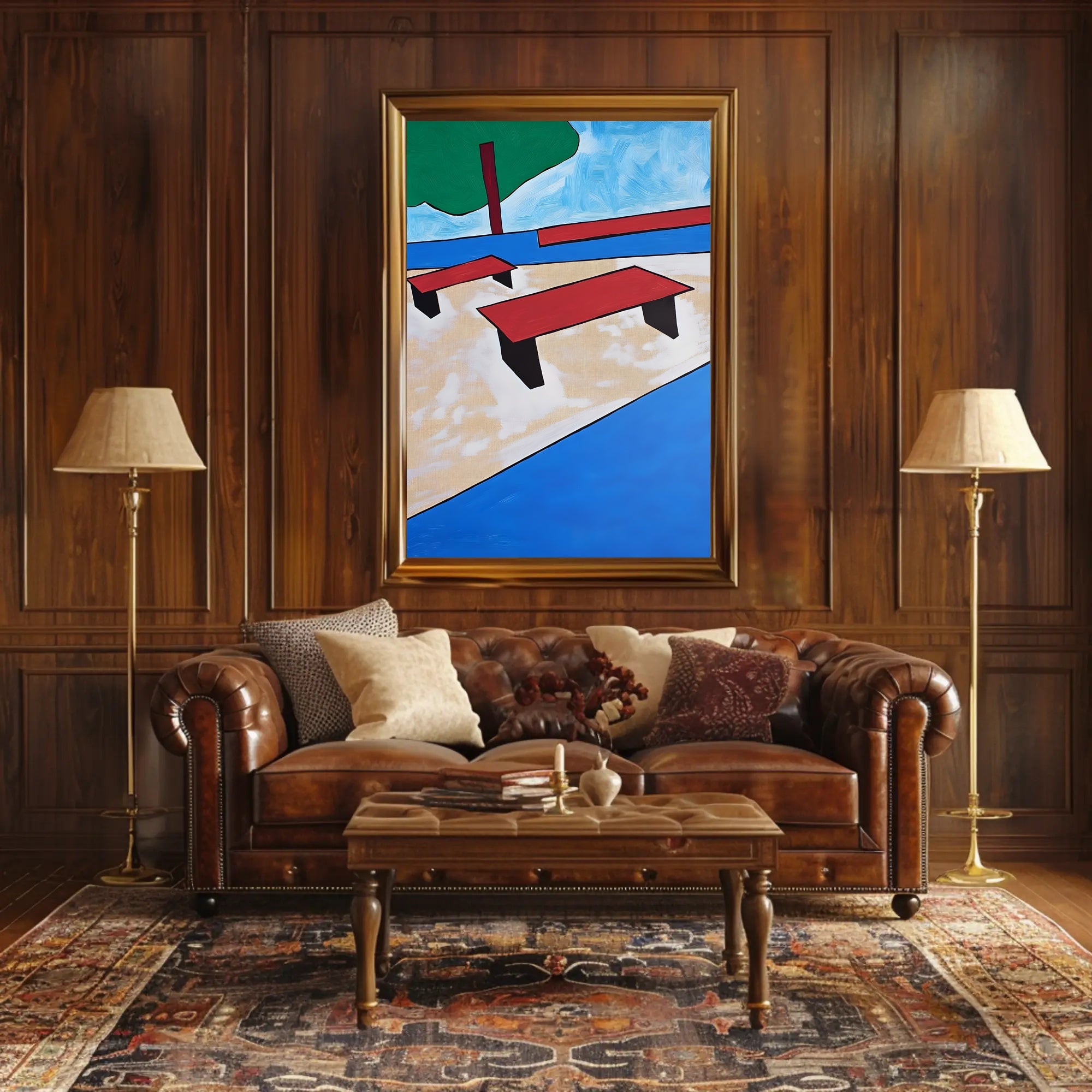 Abstract Park Scene Poster Modern Minimalist Print