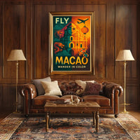 Fly Macao Travel with Vibrant Cultural Adventure Travel Poster PosterGoat