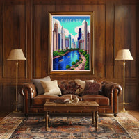 Chicago Skyline and River Poster