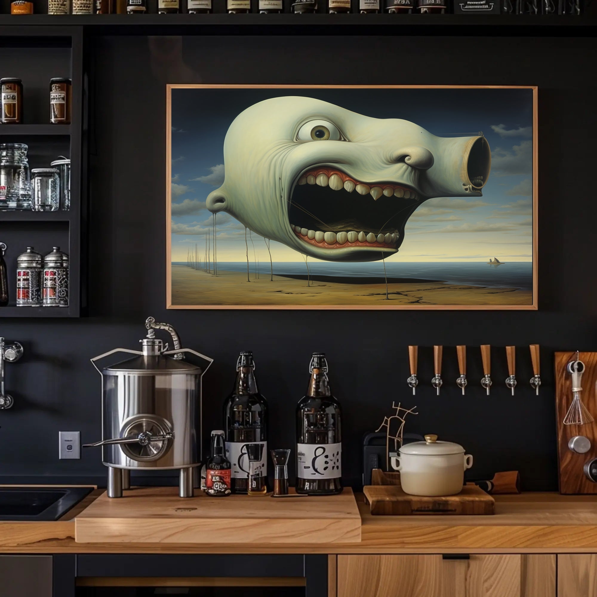 Surreal Floating Head Seaside Abstract Artistic Poster