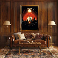 Futuristic Skyline at Sunset Poster