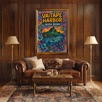 Vaitape Harbor Poster Bora Bora Colorful Travel Art