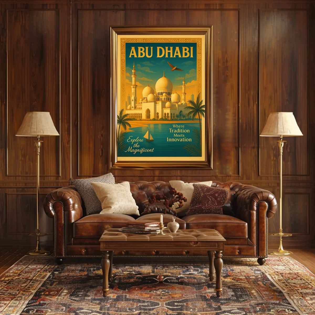 Abu Dhabi Grandeur Vintage Travel Poster