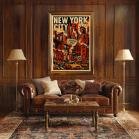 Iconic New York City Landmarks Poster Vintage Wall Art