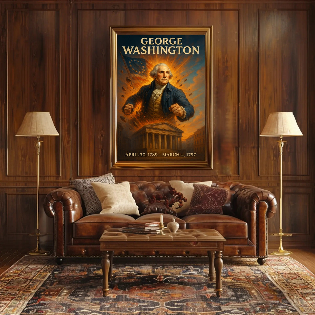 George Washington Vintage Presidential Leadership Historical Poster