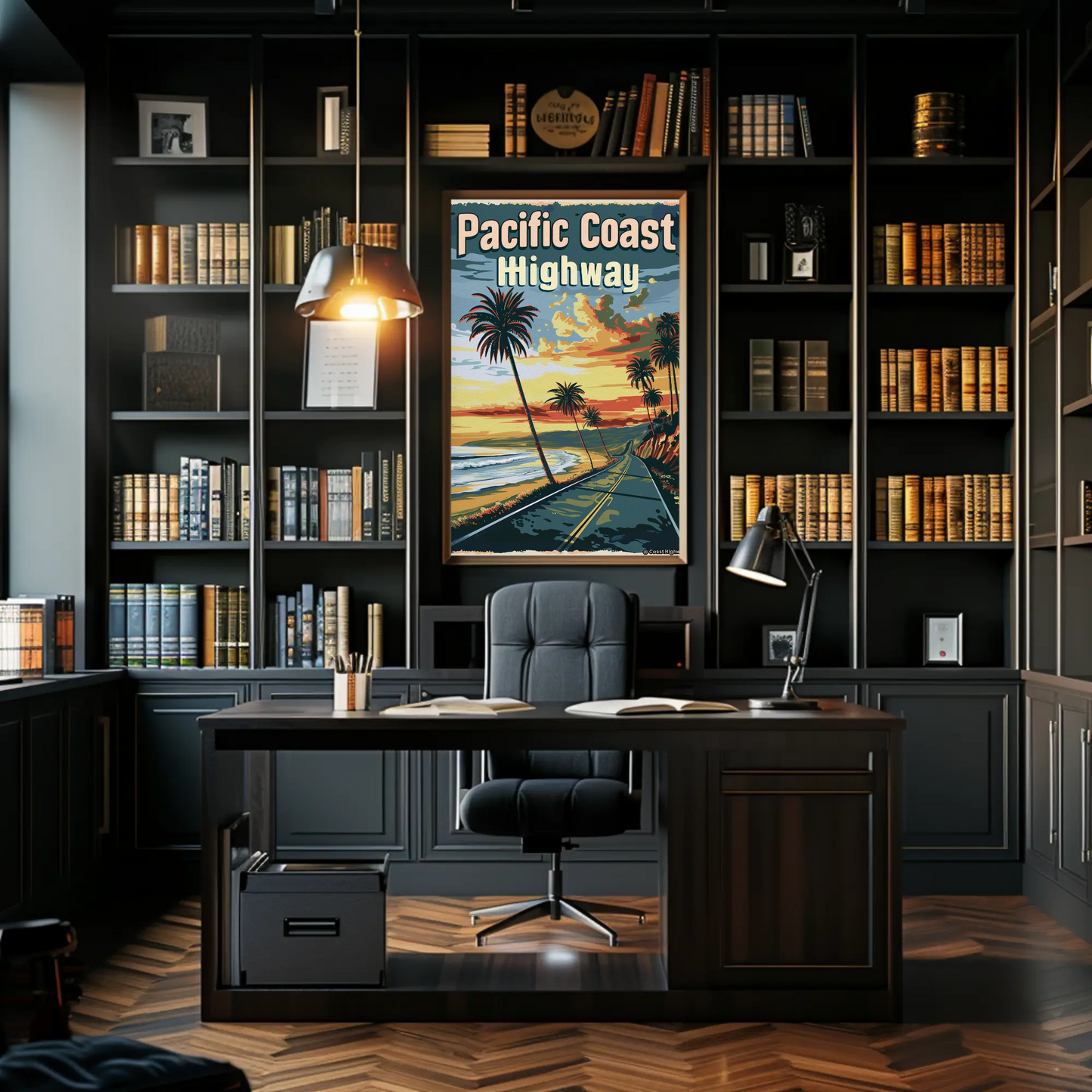 Pacific Coast Highway Sunset Scenic Ocean Drive Travel Poster