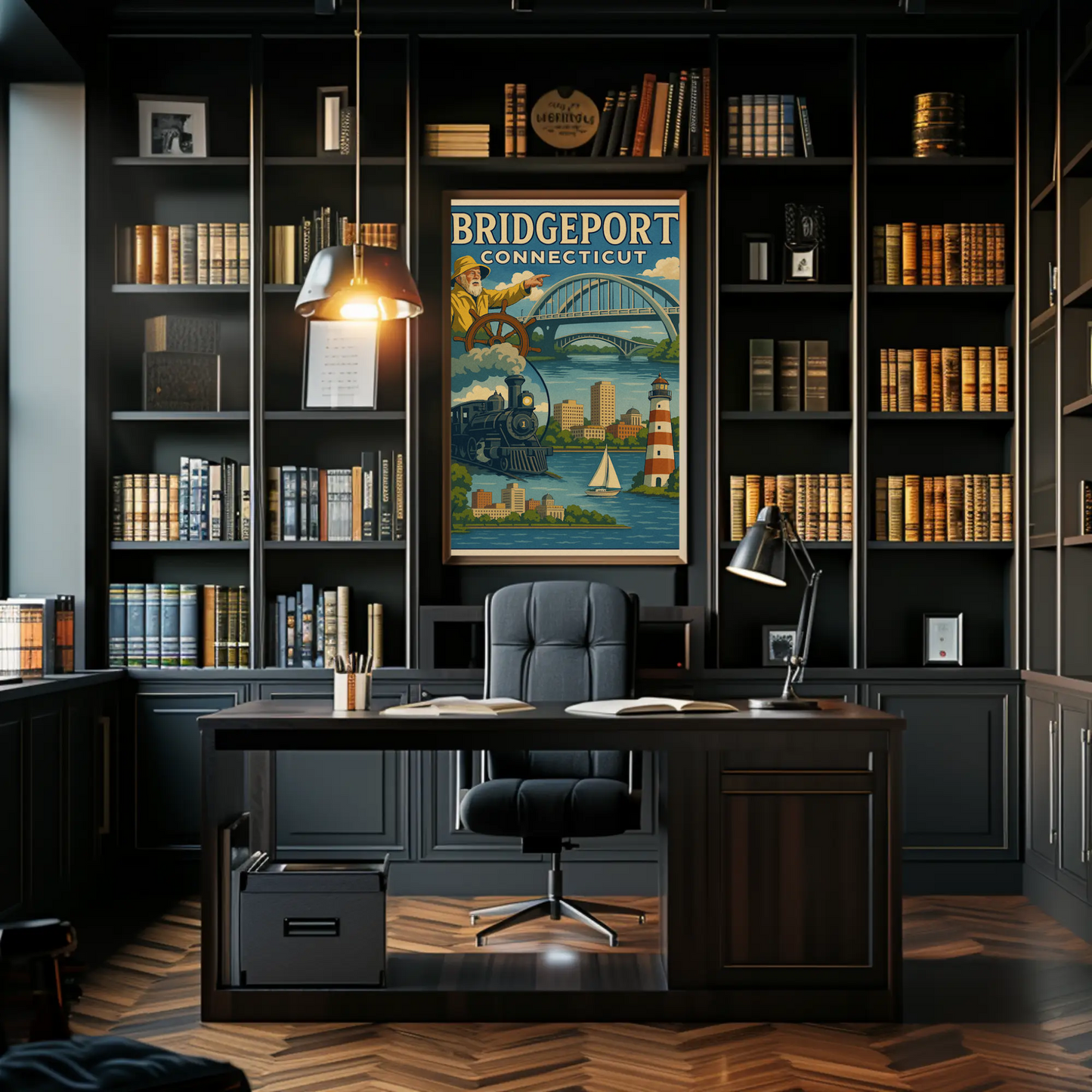 Bridgeport Connecticut Vintage Maritime Transport Travel Poster
