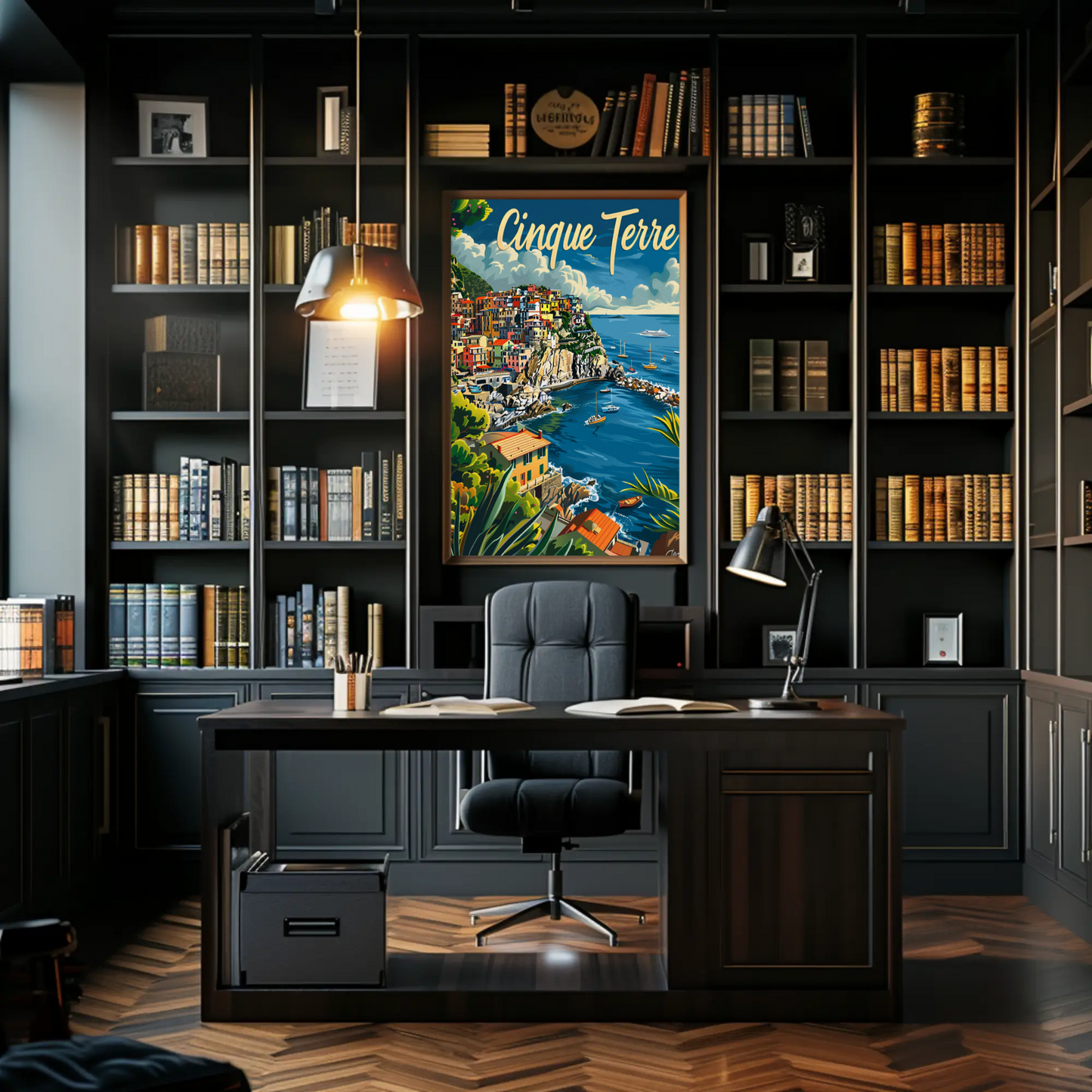 Cinque Terre Colorful Cliffside Coastline Italy Travel Poster