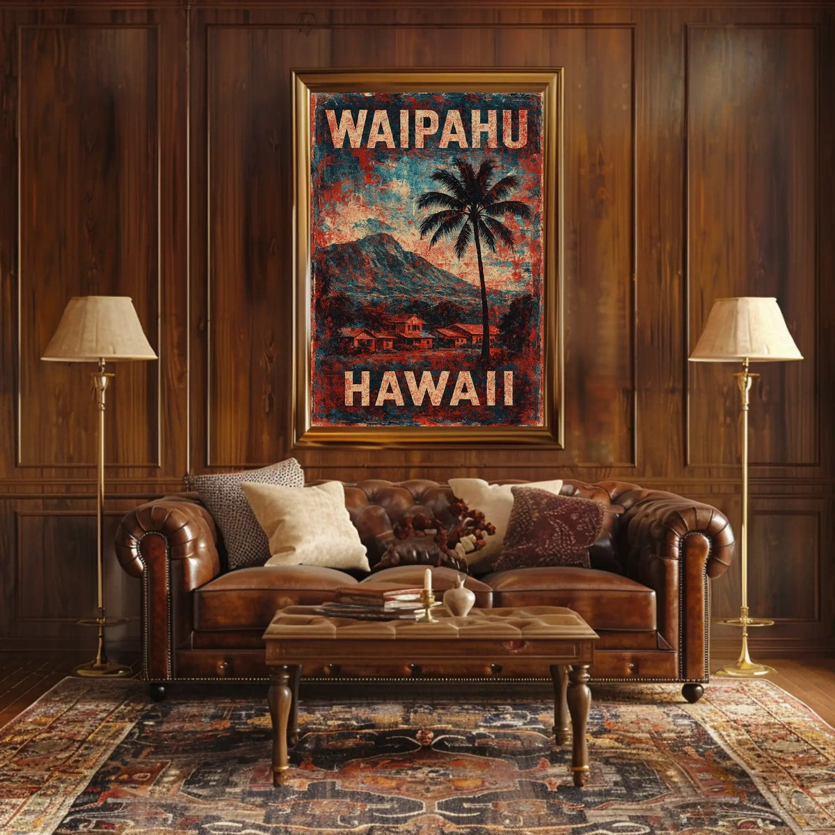 Waipahu Hawaii Vintage Art Deco Travel Collectors Poster