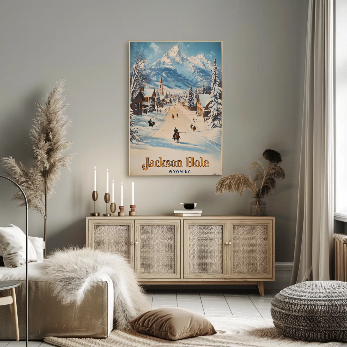 Jackson Hole Wyoming Vintage Poster - Snowy Town
