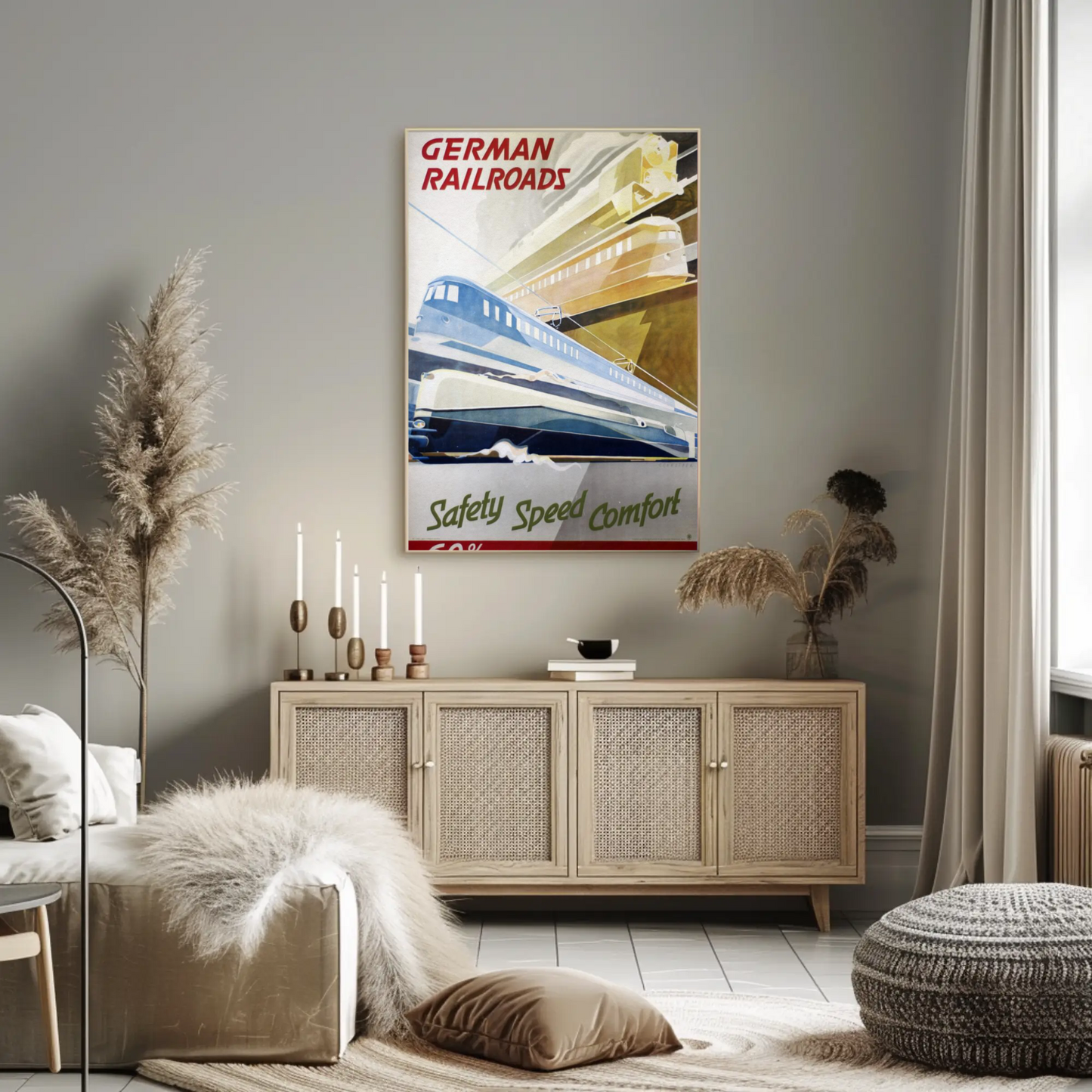 German Railroads Vintage Poster Speed Comfort