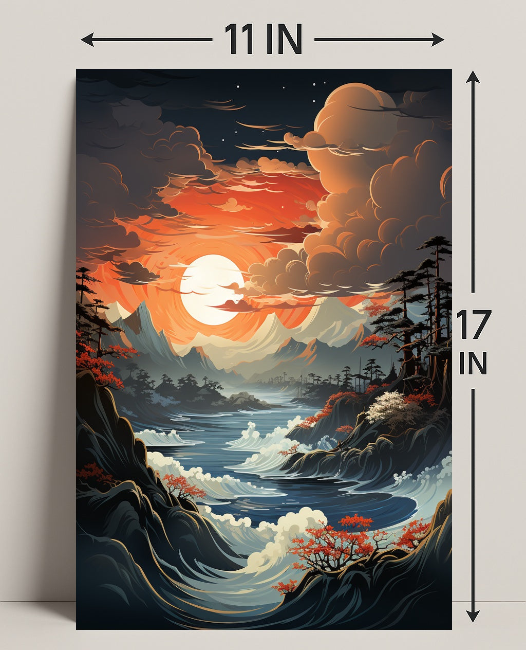Serene Sunset Over Majestic Waters Poster PosterGoat