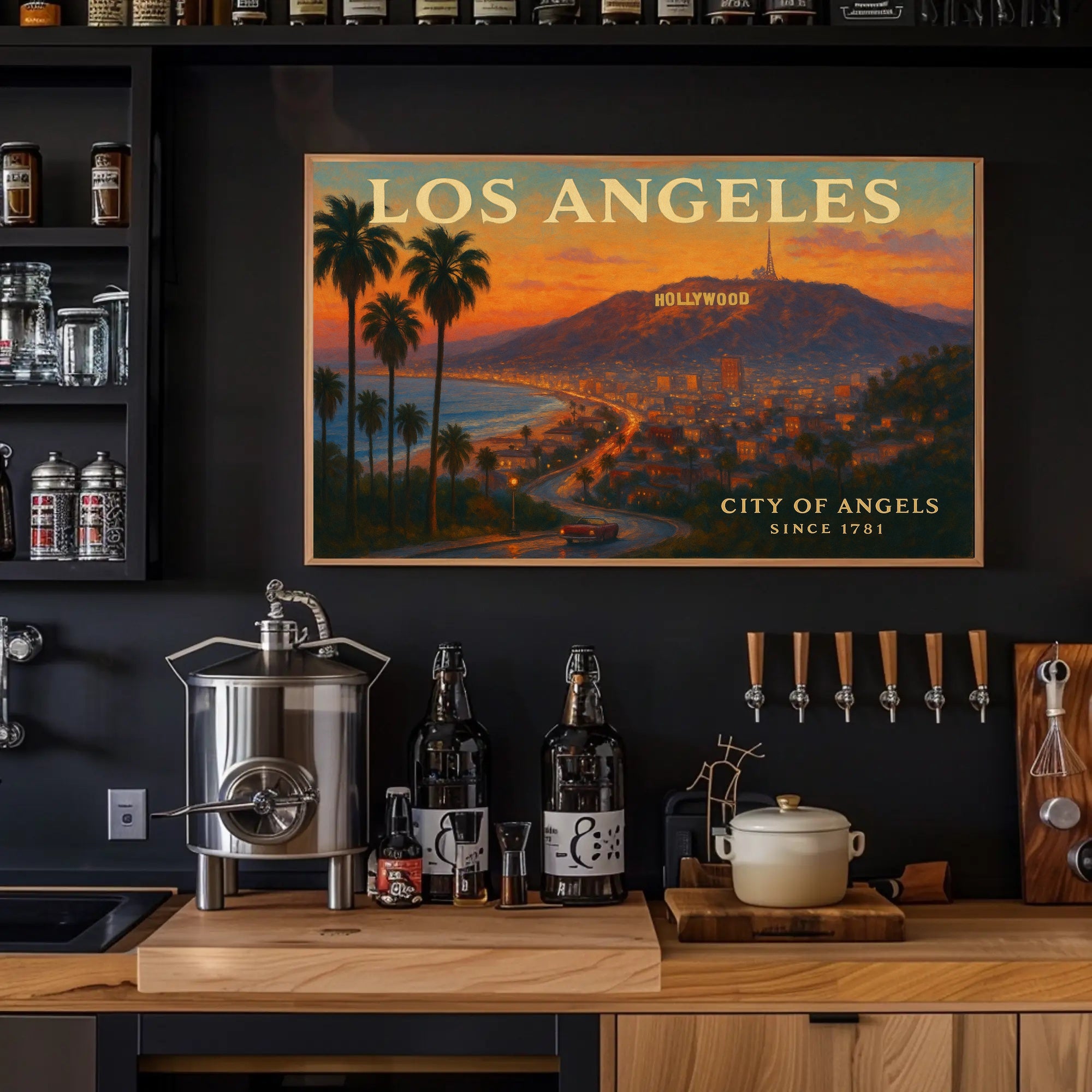 Los Angeles Sunset Travel Poster Wall Art
