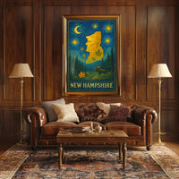 New Hampshire Starry Night Artistic Poster