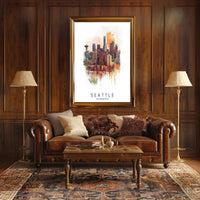 Seattle Skyline Art Poster PosterGoat
