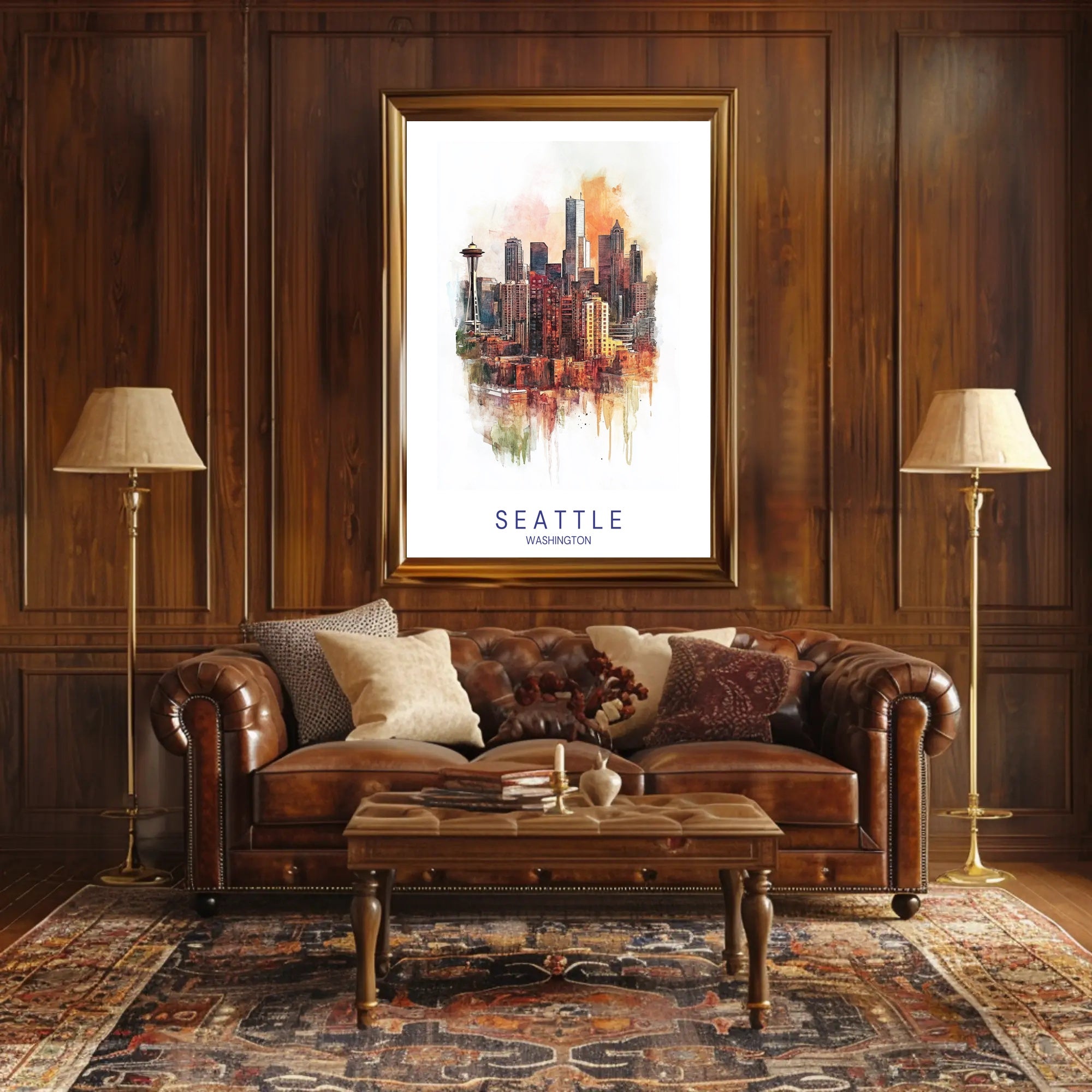 Seattle Skyline Art Poster PosterGoat