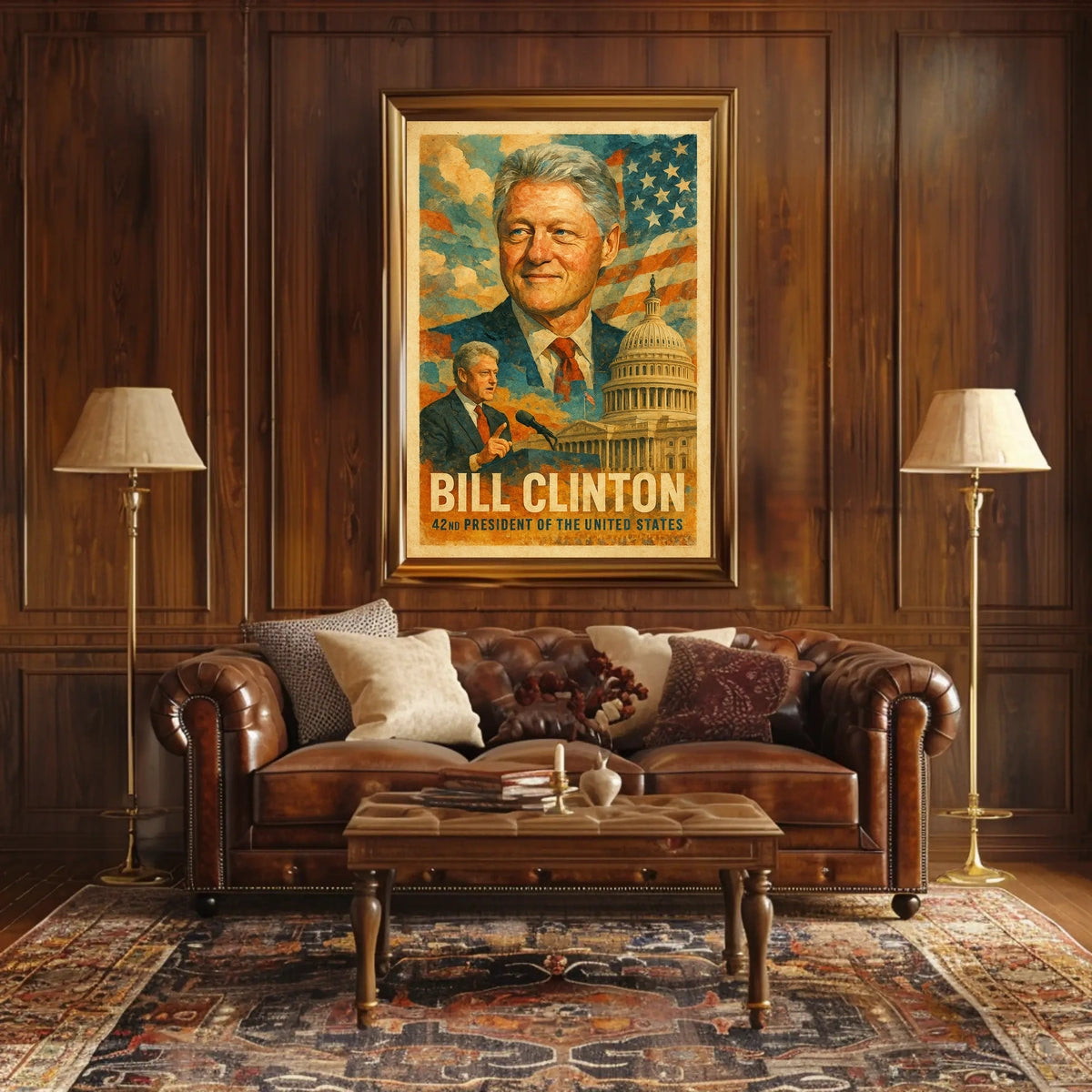 Bill Clinton 42nd President of the United States Layered Digital Collage Poster