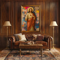 Sacred Heart Jesus with Urban Street Art Poster