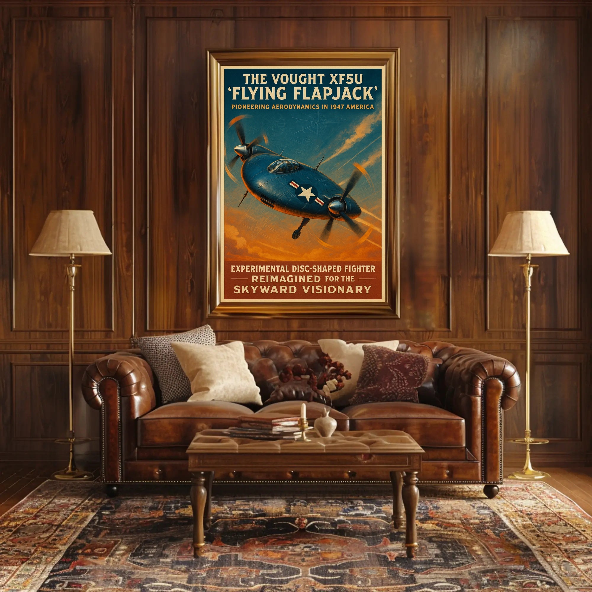 Vought XF5U Flying Flapjack Poster Vintage Aviation Art
