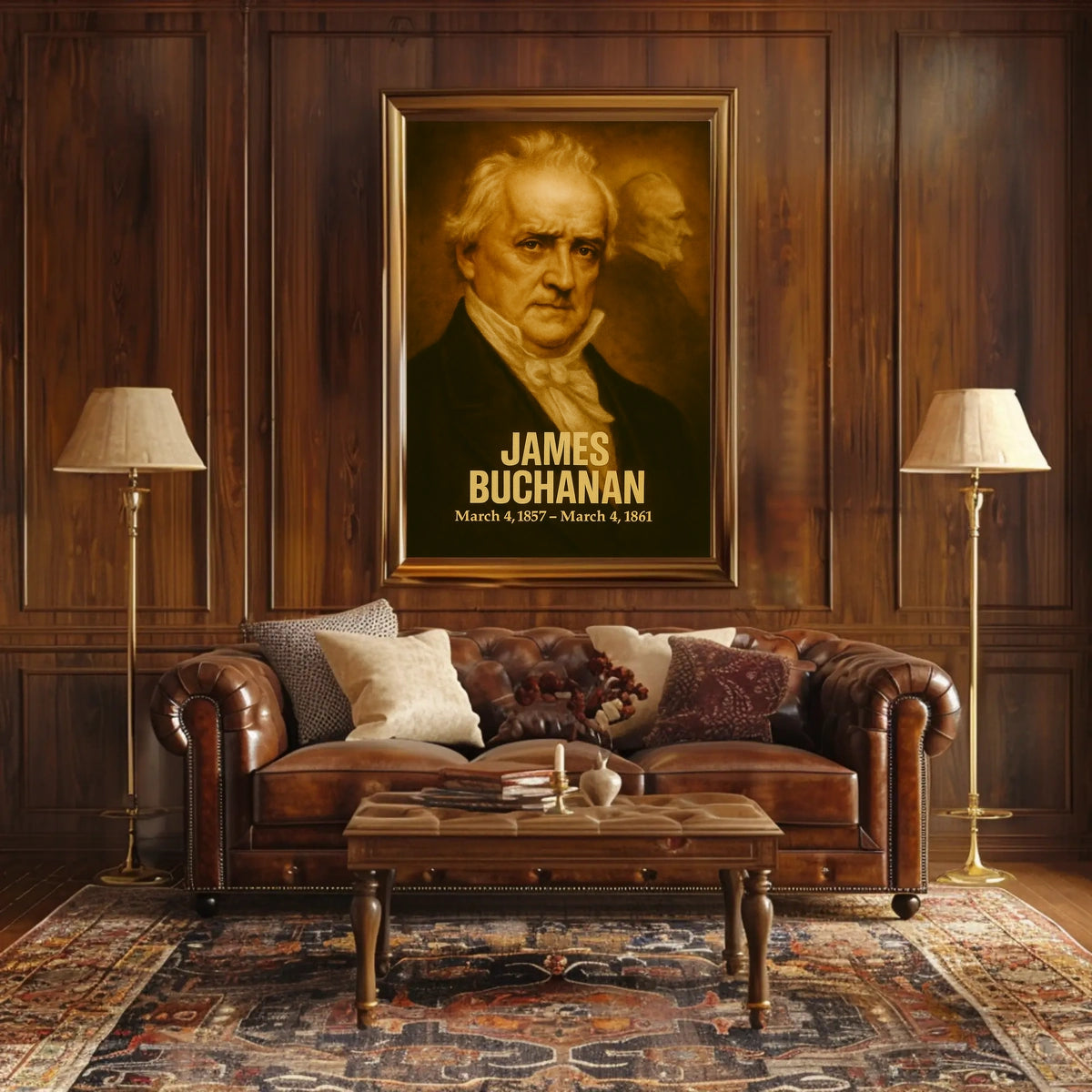 James Buchanan Vintage Poster Wall Art Analog Film Aesthetic Presidential Portrait Historical Print