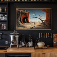 Surreal Journey in Barren Landscape Artistic Poster