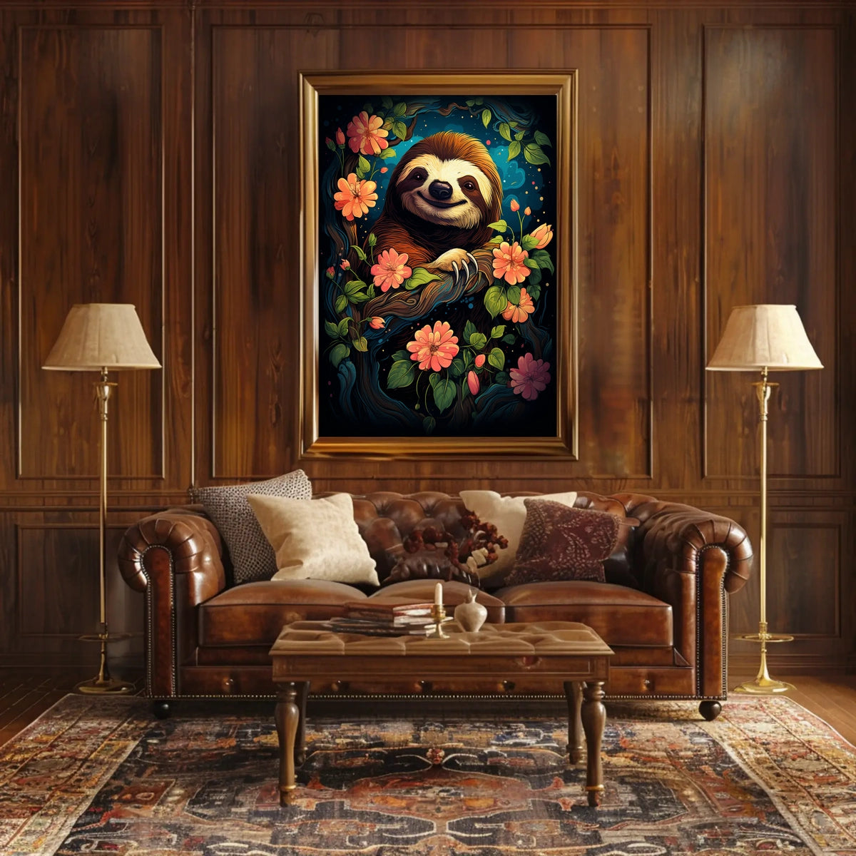 Enchanted Sloth In Bloom Poster
